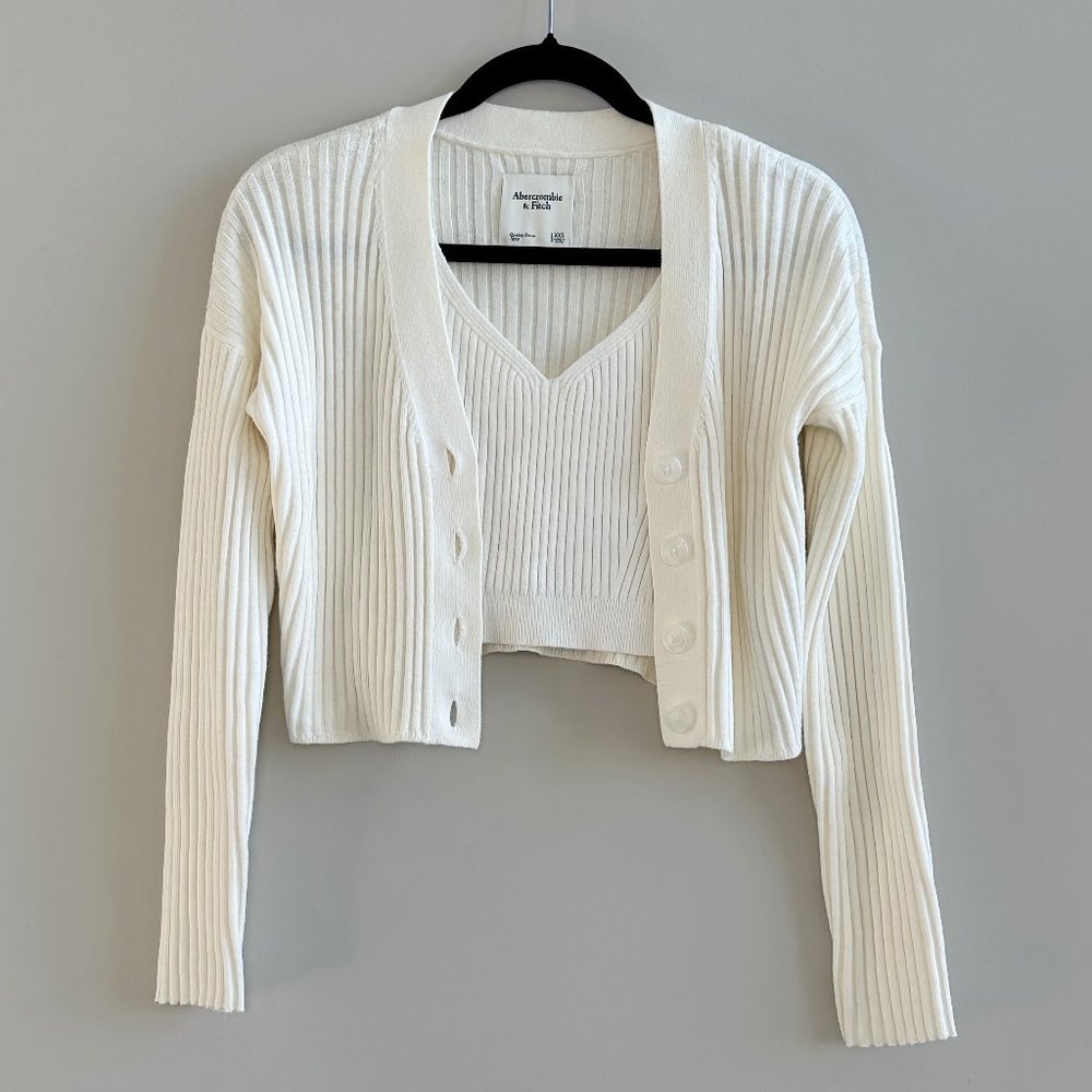🚨 LAST CHANCE Abercrombie White Ribbed Sweater Tank Set XXS